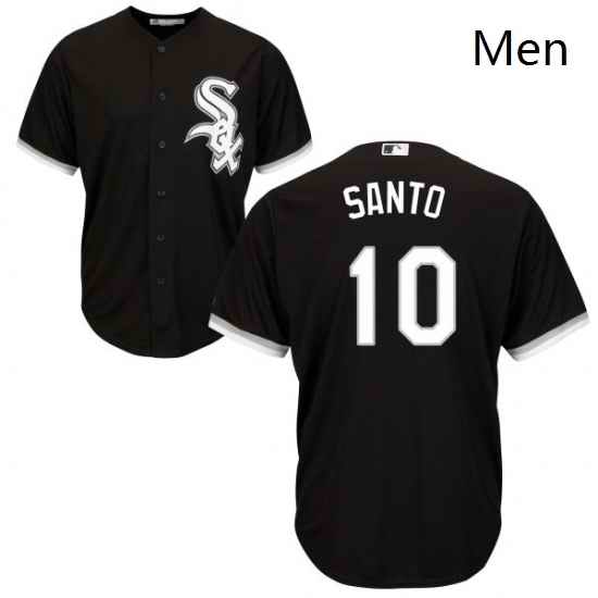 Mens Majestic Chicago White Sox 10 Ron Santo Replica Black Alternate Home Cool Base MLB Jersey